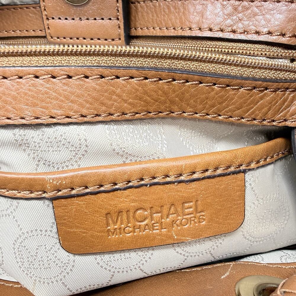 Michael Kors Brown Jet Set Marina Large Gathered Logo Tote Purse Shoulder Bag - Picture 10 of 13